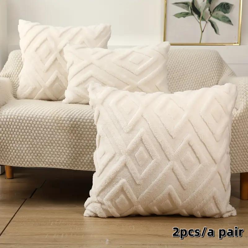Geometric Pattern Pillow Case, 2pcs/set Soft Plush Throw Pillow Cover without Filler, Household Decoration Supplies for Home Living Room Bedroom 3
