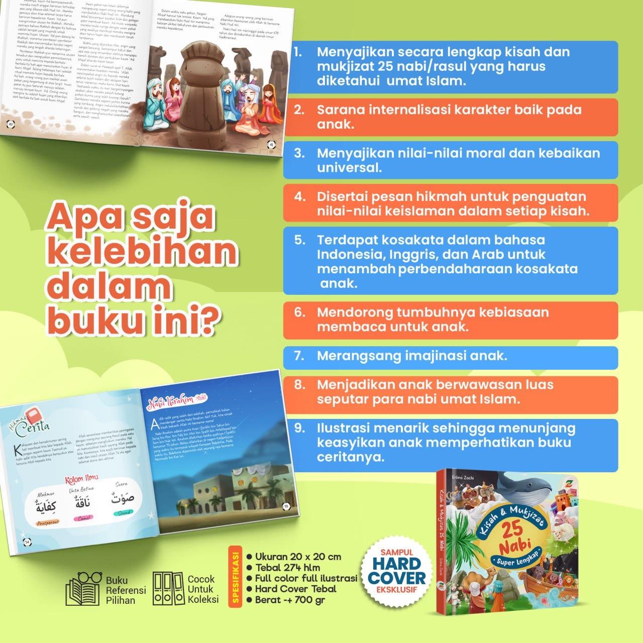 Buku Cerita Anak - Kisah dan Mukjizad 25 Nabi Super Lengkap - Usia 7+ - Hardcover - Ziyadbooks Books