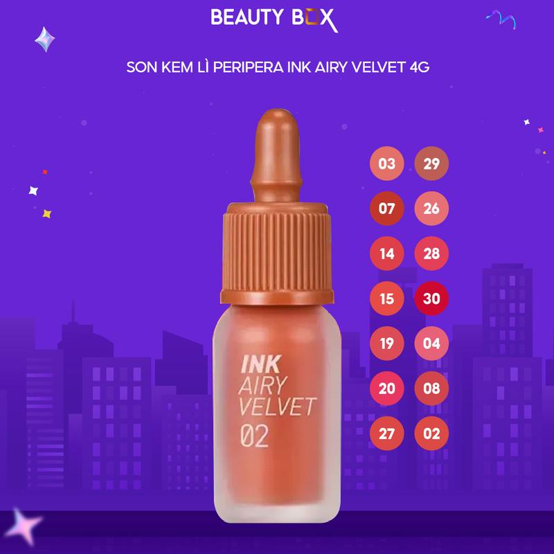 (Ver. PopDak) Son Kem Lì Peripera Ink Airy Velvet 4G - Cosmetic Women Lip Tint Mỹ Phẩm