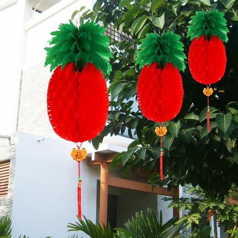 Product Introduction of 3Pcs Folding Honeycomb Paper Pineapple Lantern 3D Shopping Malls Streets Shops Home Birthday Party Hanging Ornament Spring Festival Decorations 19