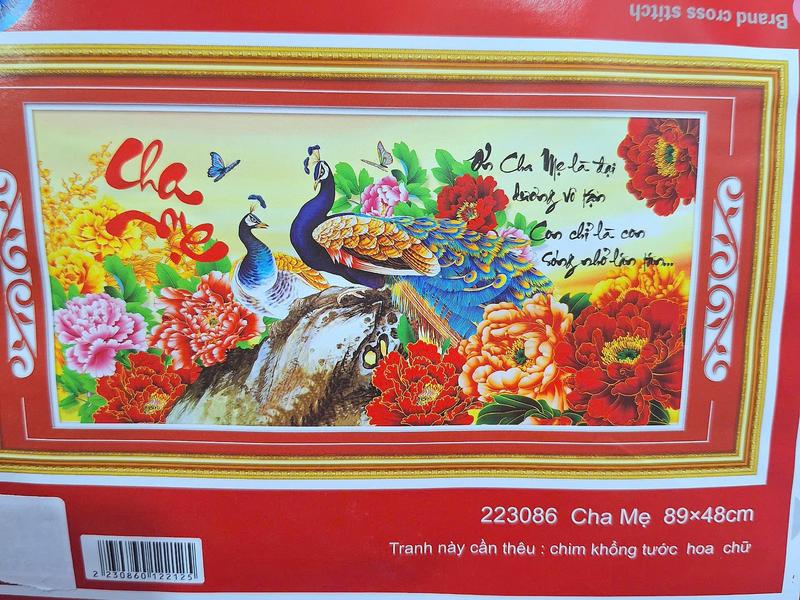 tranh thêu chữ thập cha mẹ . tranh về tự làm. Làm Đồ Handmade