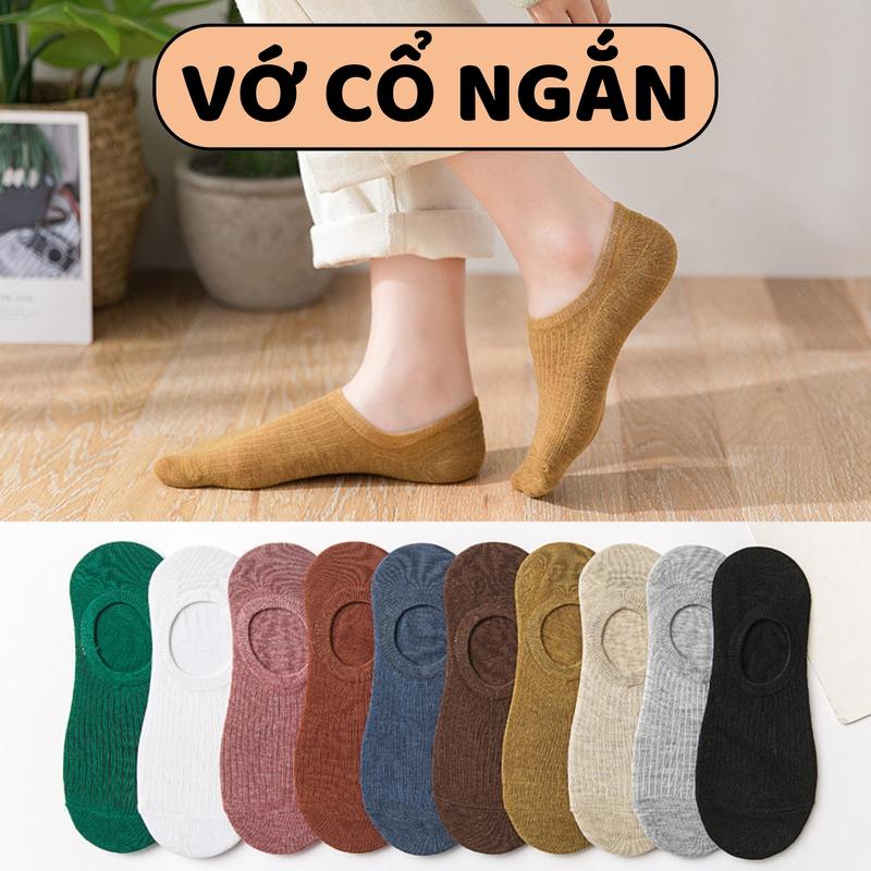 Tất Mang Giày Lười Vớ Nữ Cổ Ngắn Vải Cotton Thoáng Khí Chống Tuột Phong Cách Vintage Nhiều Màu Tất Vớ Nam Nữ Unisex