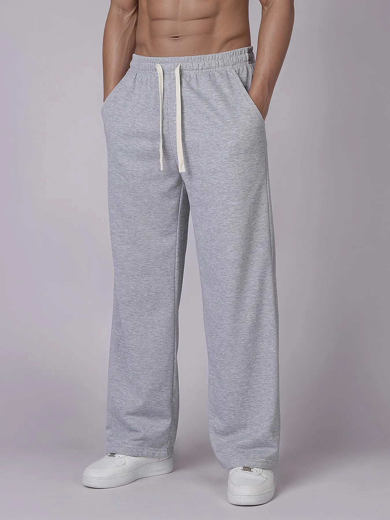 Men's Solid Color Wide Leg Pants, Casual Comfy Loose Fit Trousers for Spring & Fall, Men's Bottoms for Daily Wear