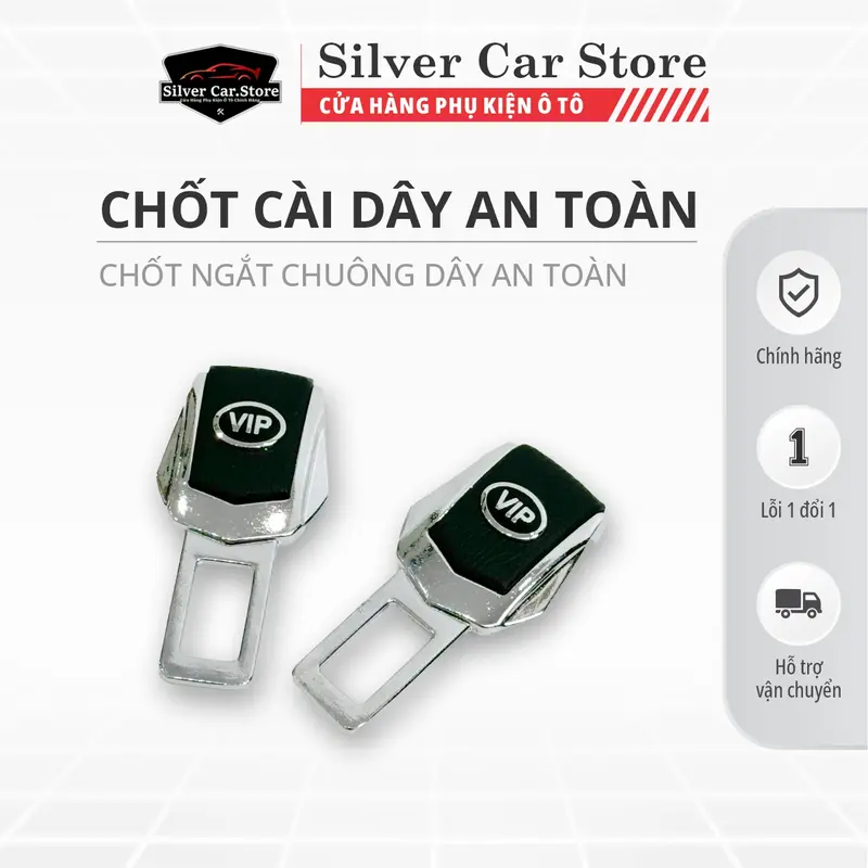 Chốt Ngắt Chuông Dây An Toàn Ô Tô Logo Vip - Bộ Gồm 2 chiếc Phụ Tùng Nội Thất 0