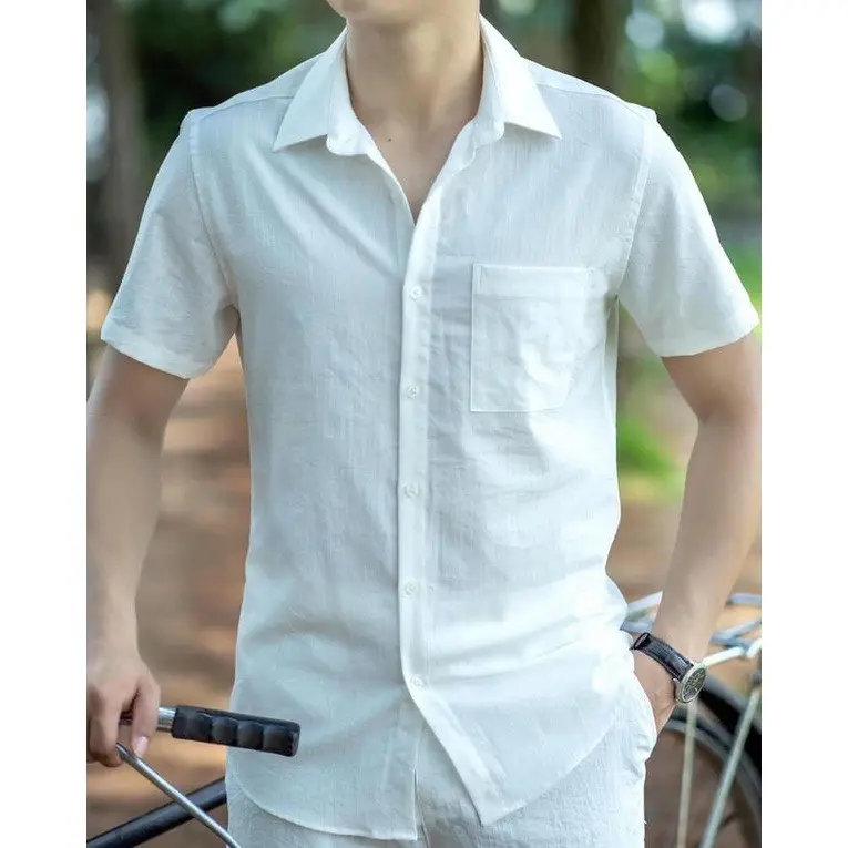 Áo đũi nam cộc tay cổ bẻ full cúc(mã AD02) Menswear