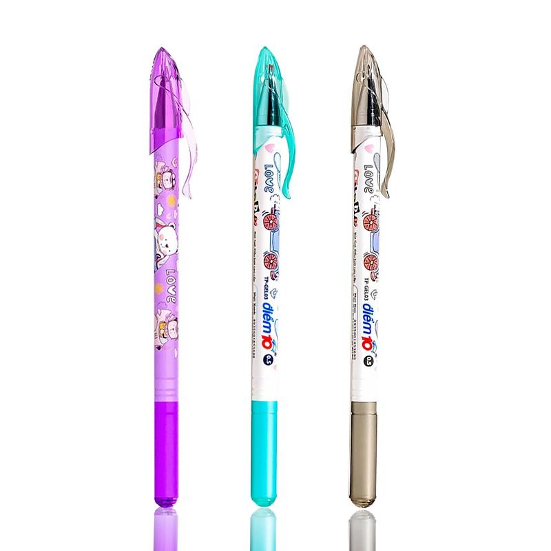 Combo 5/10 Bút Gel Thiên Long Điểm 10 TP-GEL03 - Ngòi 0.5mm, mực xanh/đen/tím, thân bút gọn nhẹ không bị mỏi tay khi viết