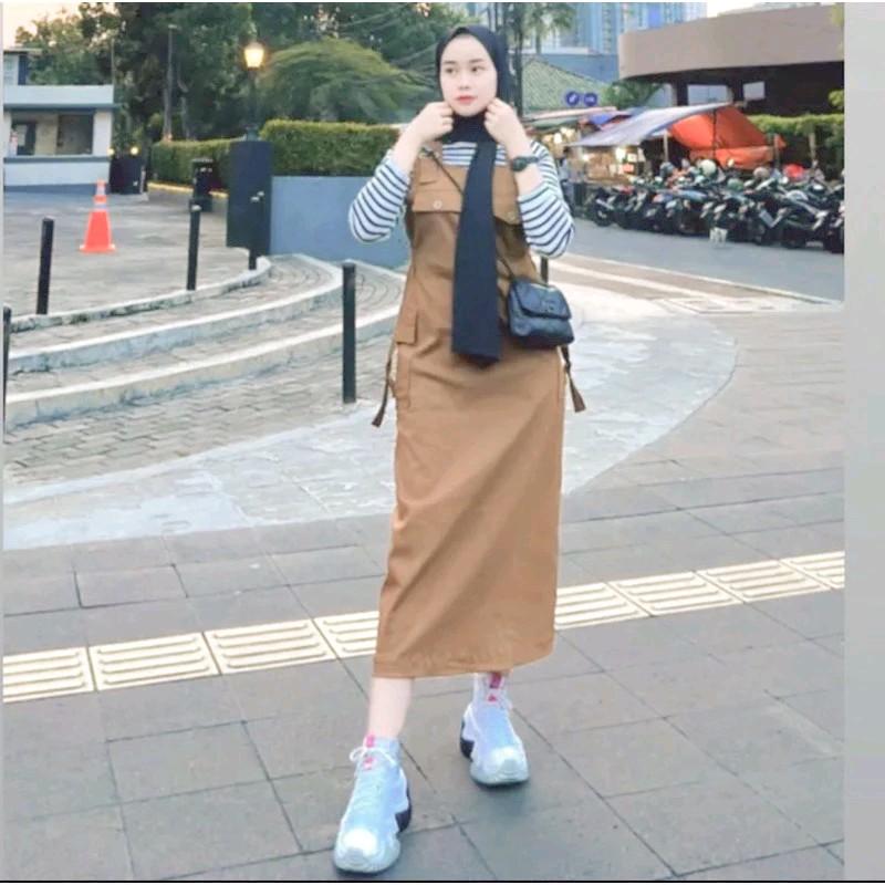 OVERALL Rok Muslimah / jumpsuit rok cargo korean style Elegant - Shop ...