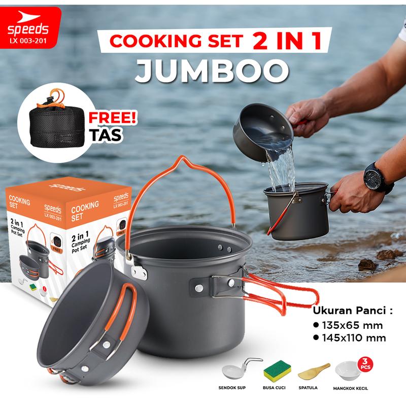 SPEEDS Alat Masak SET Mini Camping Cooking Paket Hiking Pancing Cookware Portable Tas Outdoor Aman  003-201 0