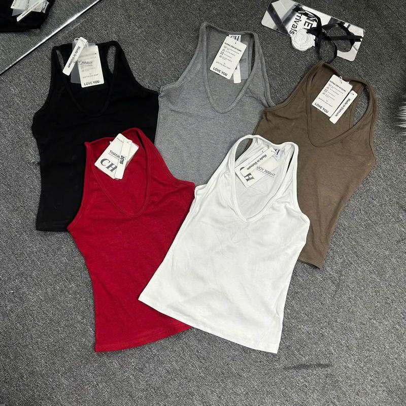 THE QUẠO - Áo Thun Ba Lỗ Nữ Dáng Dài Cổ V ôm dáng R3005_462