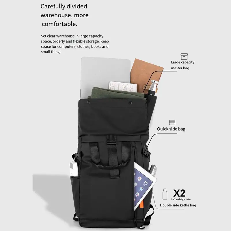 Large Capacity Foldable Backpack, Waterproof Zipper Backpack, Outdoor Travel Backpack, Unisex Sports Backpack for All Seasons 3