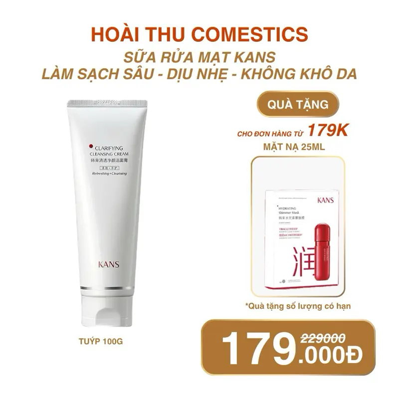 Sữa Rửa Mặt KANS Nội Địa Trung Làm Sạch Sâu Lỗ Chân Lông Mềm Mịn Không Gây Khô Da Tuýp 100g