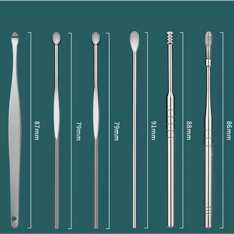 AZAHRA KOREK KUPING STAINLESS 6in1 PLUS WADAH TABUNG ALAT PEMBERSIH TELINGA EAR CLEANER KOTORAN SET 2