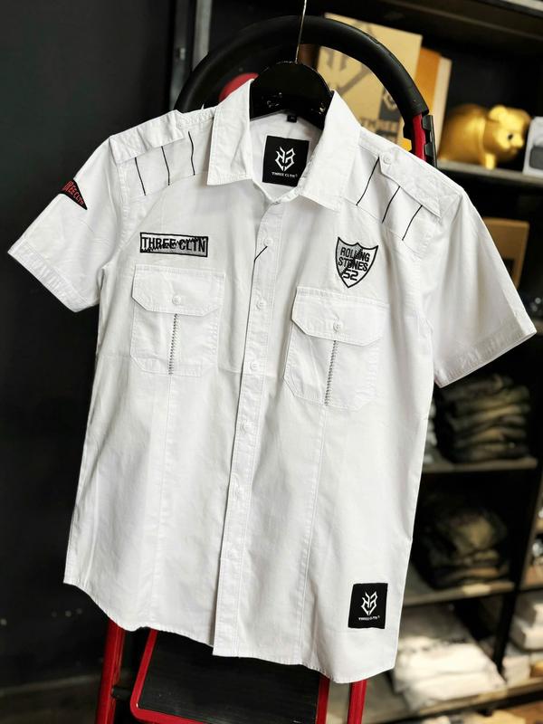 [Bộ Sưu Tập áo Tay ngắn Thêu THREE CLTN]  Áo Sơ Mi Nam 2 Màu Trắng Đen Thêu Chất Kaki Mềm Mịn SN1278-SN1279-SN1259-SN1260-SN1261