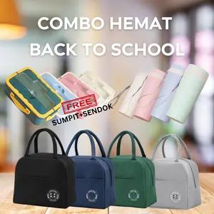 [COD] Combo Back To School/ Set Bekal/ Kotak Makan Set/ Tas Makan Set/ One Set Lunch Box/ 3 In 1