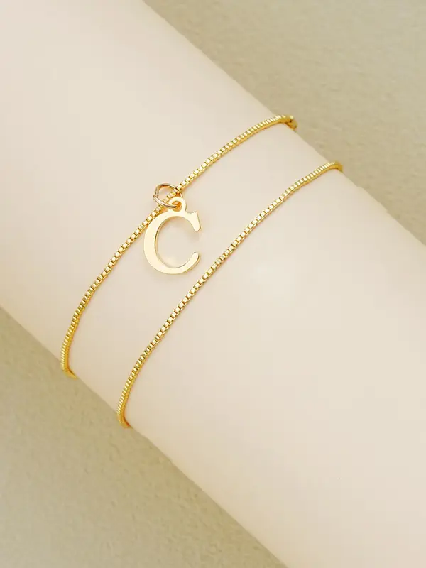 Letter  Design Anklet for Women & Girls, Fashion Jewelry for Party, Daily Clothing Decor, Trendy All-match & Exquisite Jewelry for Birthday Gift 8