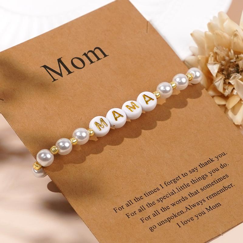 Product Introduction of Handmade jewelry Bohemian style imitation pearl natural shell letter cardboard bracelet bracelet bracelet tahitian  pearl 3
