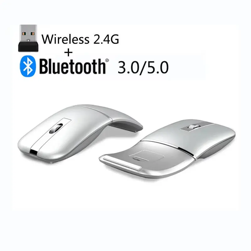 Computer Rotatable Mice Rechargeable Ultra-thin Silent Tri-mode Bluetooth Wireless Arc Touch Mouse For Tablet book Desktop Laptop