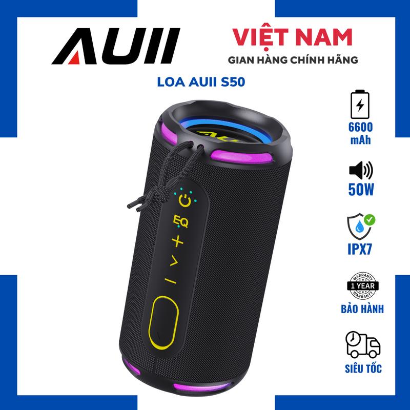    TẶNG NHẠC   Loa Auii S50 Hỗ Trợ Bluetooth 5.3 Công Suất 50W Bass Mạnh  Full Đèn Led Kháng Nước IPX7 Pin Trâu 6600mAh Phát Nhạc 6-12 Tiếng  Volume 50%  Cổng Sạc Type-C Nhập Khẩu Chính Hãng Bảo Hành 12T 1 Đổi 1 Trong 15 Ngày 