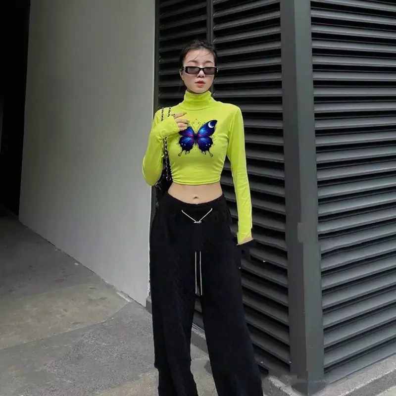 Áo cổ lọ tay dài croptop in hình con bứm 3D cực hot , chất thun bozip dày dặn 5
