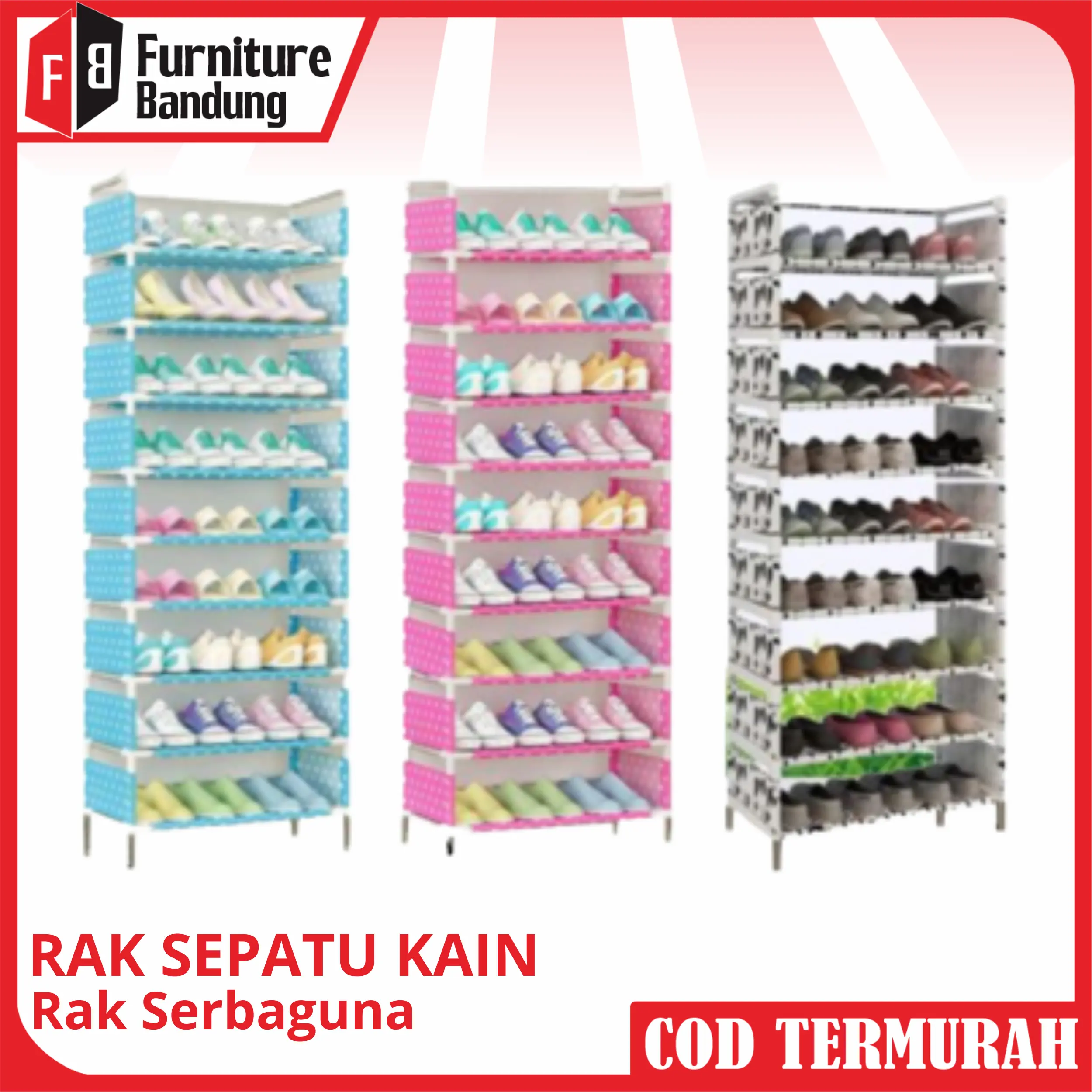(PROMO) Lemari Sepatu Kain - Rak Sepatu Kain dan Plastik Portabel Serbaguna
