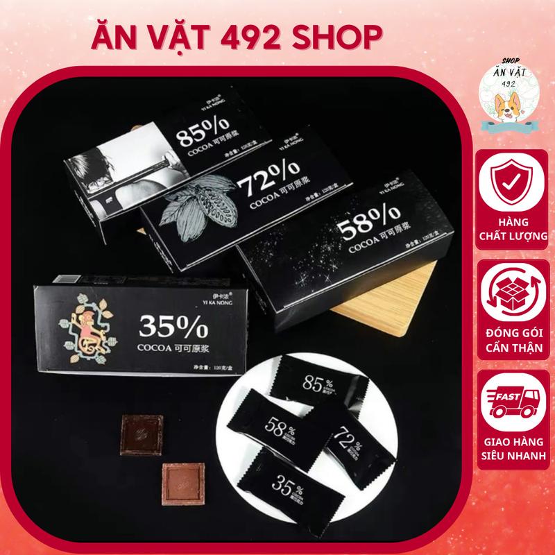 Socola Đen Nguyên Chất 100% 85% 72% 58% 35% Không Đường Hộp Cao Cấp  - Ăn Vặt 492