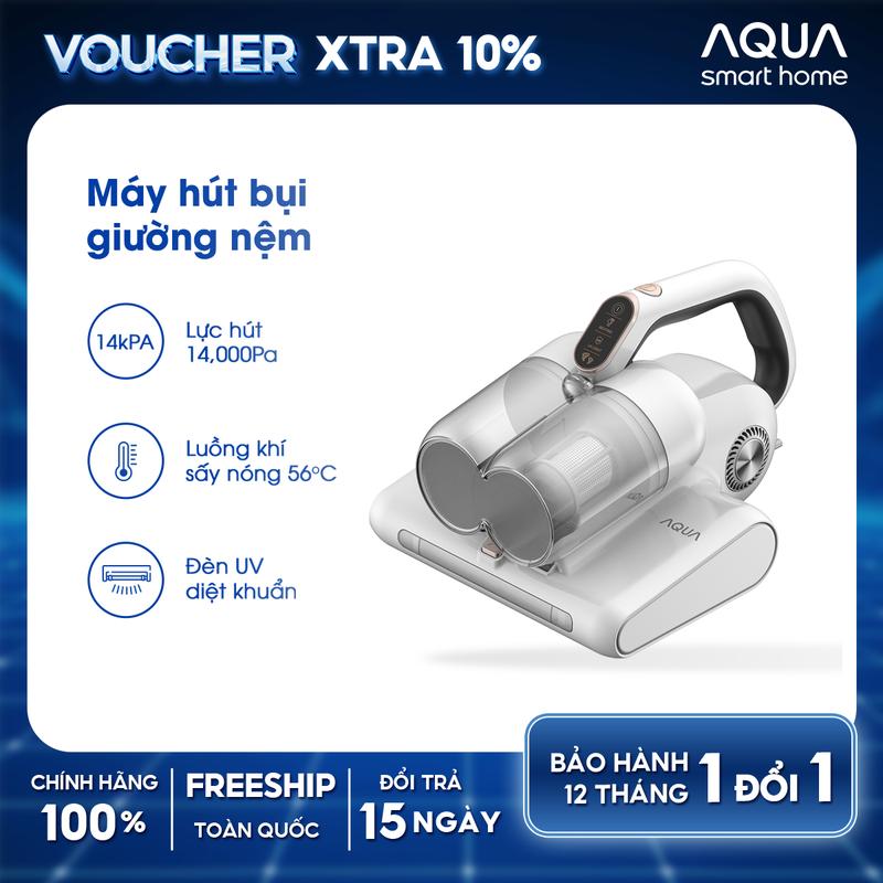 Máy hút bụi giường nệm Aqua CMP105R lực 14.000Pa làm sạch hút được tóc, hạt, bụi mịn, có tia UV kết hợp sấy nóng 56 độ diệt bọ ve