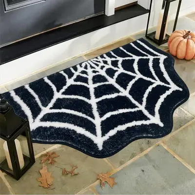 Halloween decor shops tufted spider web rug bundle