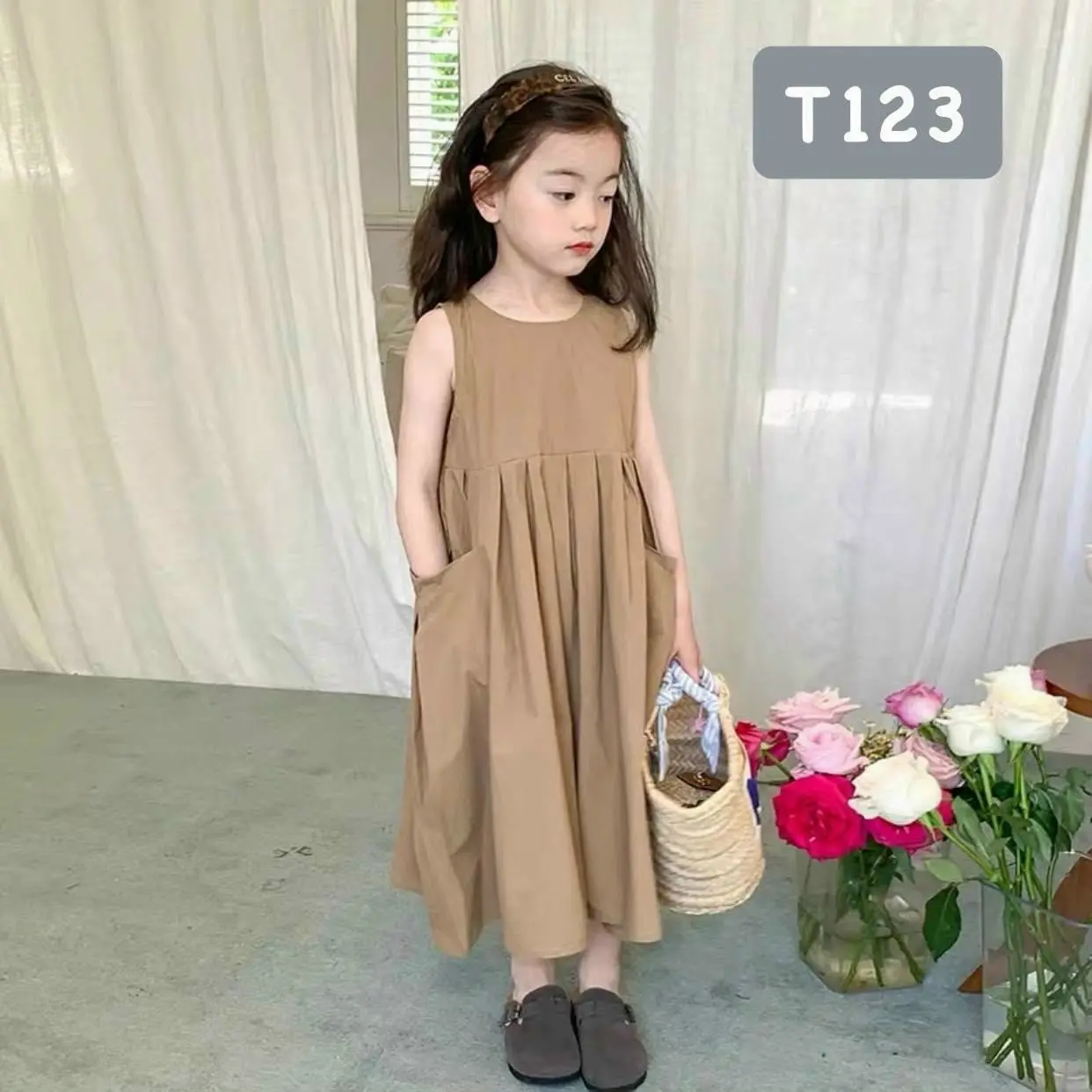 8-26kg T123 Váy Cho Bé Gái, Đầm Bé Gái Maxi, Dáng Suông, Sát Nách, Có Túi Điệu Đà, Cá Tính, Váy Cho Bé Mặc Đi Chơi, Đi Biển, Chụp Ảnh Sang Chảnh