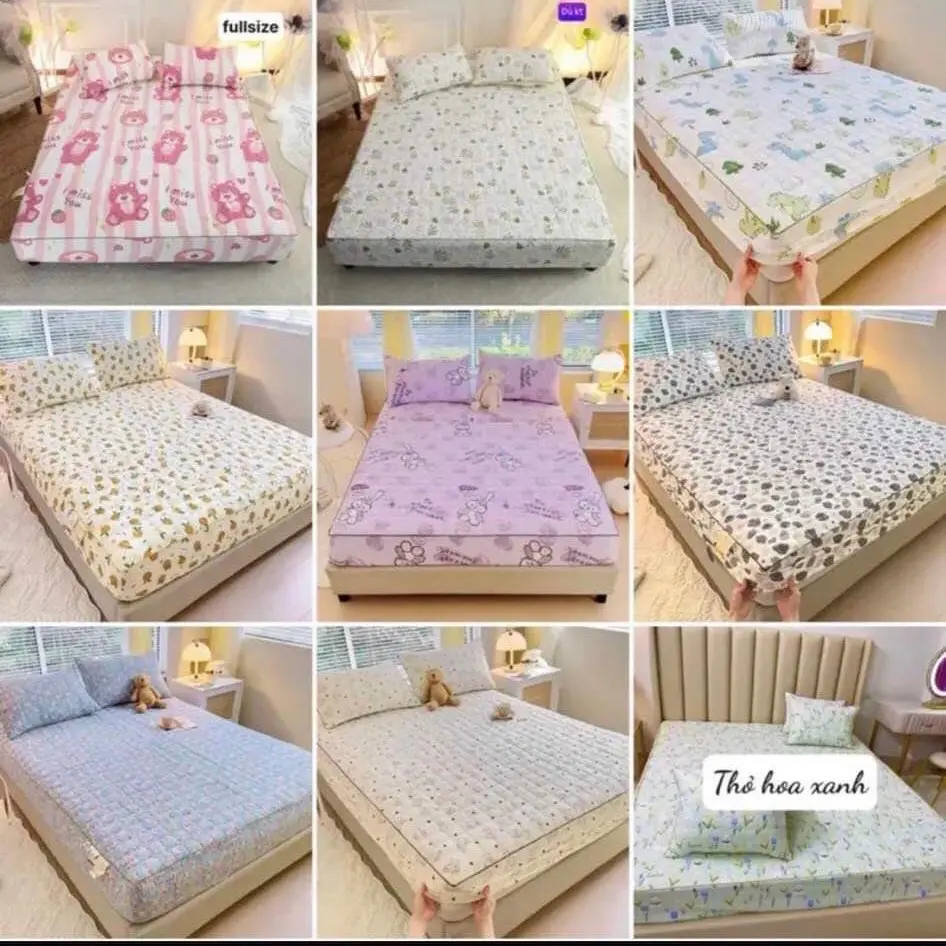 Set Bộ 3 món ga gối ( Trần bông) sơ đũi đậu nành