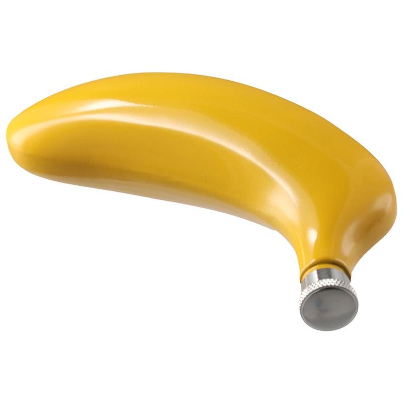 Product Introduction of Funny 5 oz Whiskey Bottle Stainless Steel Yellow Hip Flask Durble with Funnel Banana Shaped Flask for Men Traveling Fishing Hunting Hiking Camping 15