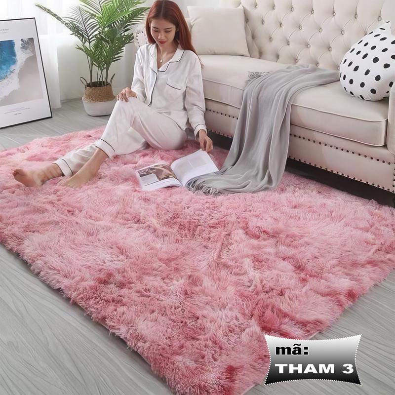 Thảm lông, thảm trải sàn nhà, size 1m6x2m Cotton Chống trượt Trong nhà Màu đen