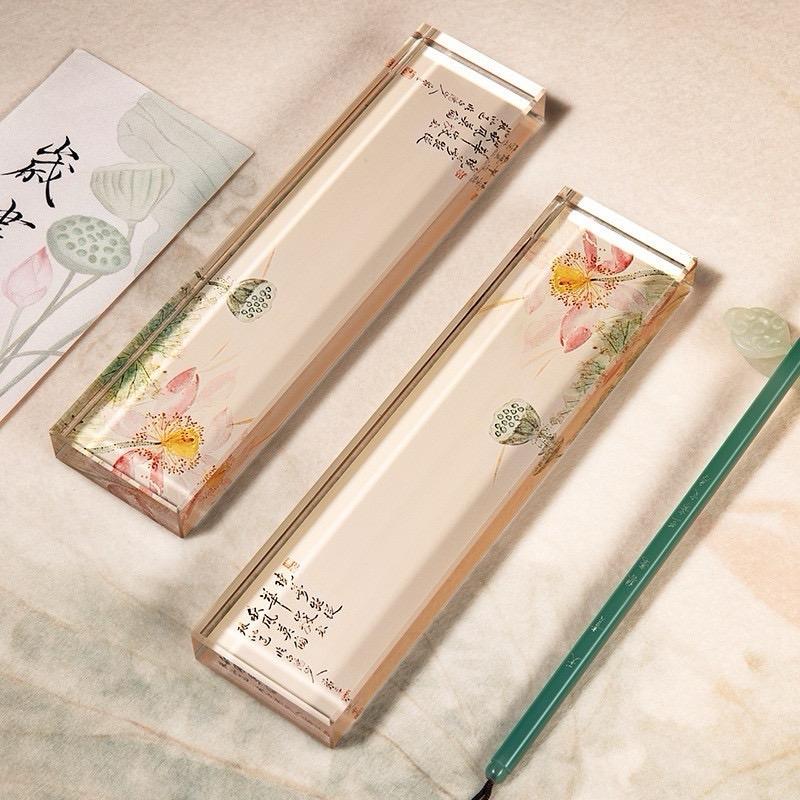 ￼Thước kẻ thủy tinh chặn giấy viết thư pháp, cổ phong