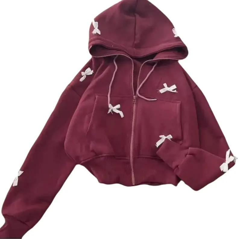 Áo khoác nữ hoodie dáng lửng chất nỉ bông gắn nơ nhỏ phong cách NỈ NƠ M191