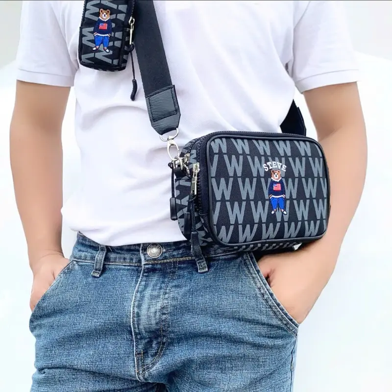 Tưng bừng SALE TẾT - MUA 2 TẶNG 1 - Túi Đeo Chéo Nam Nữ Thời Trang Màu Đen Vải Chống Nước Size 21 x 15 x 8cm - WIN BAG SAI GON 6