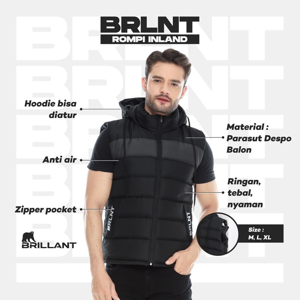 Brillant - Inland 2 Rompi Parasut Hoodie Pria Tebal Ringan Nyaman Outdoor Santai Katun Motor Hitam Dewasa