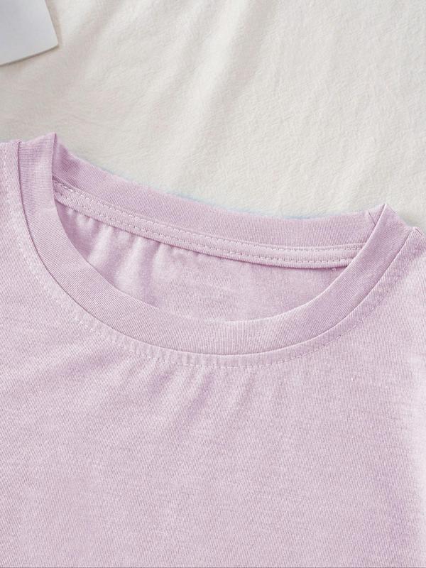 Women's Beach & Letter Print Drop Shoulder Tee, Casual Short Sleeve Round Neck T-Shirt for Summer, Ladies Clothes for Daily Wear 3
