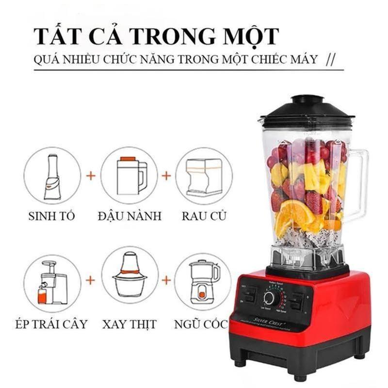 [Hàng Đức] Máy xay sinh tố công nghiệp SILVER CREST 5500W bản cao cấp 2 cối, máy xay công nghiệp Đức có 8 luoi dao bằng thép không gỉ, máy say sinh tố mô tơ làm bằng đồng , có thể xay đá, rau má, xay thịt, xay hạt cứng 5