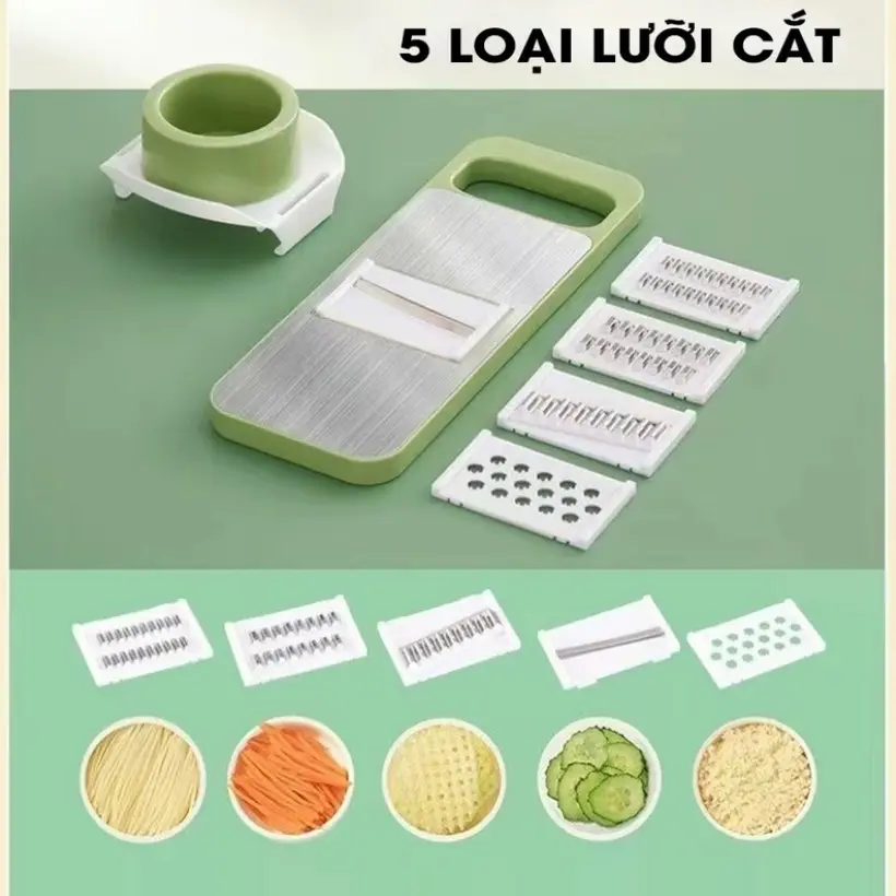 [HCM] Bộ nạo rau củ đa năng 5 lưỡi dao, đồ bào rau củ đa năng nhỏ gọn