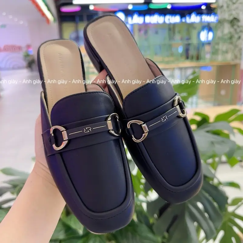 DL09 - Dép sục nữ mũi vuông da lì gót vuông 3p hàng QCCC fullbox mềm êm chân  Nhung GiàY 6