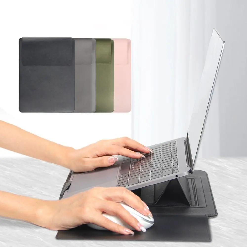 13 15 inch High Quality Adjustable Stand Laptop Sleeve with Mouse Pad Ultra Thin Computer Bag PU Leather Colorful Tablet Case for HP/Dell/Surface Ultrabook