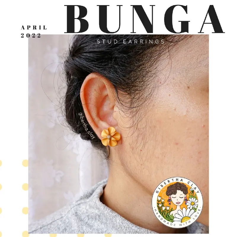 GIBERTHA | BUNGA STUD - Anting Wanita Handmade Clay Earrings / Anting Bunga 1