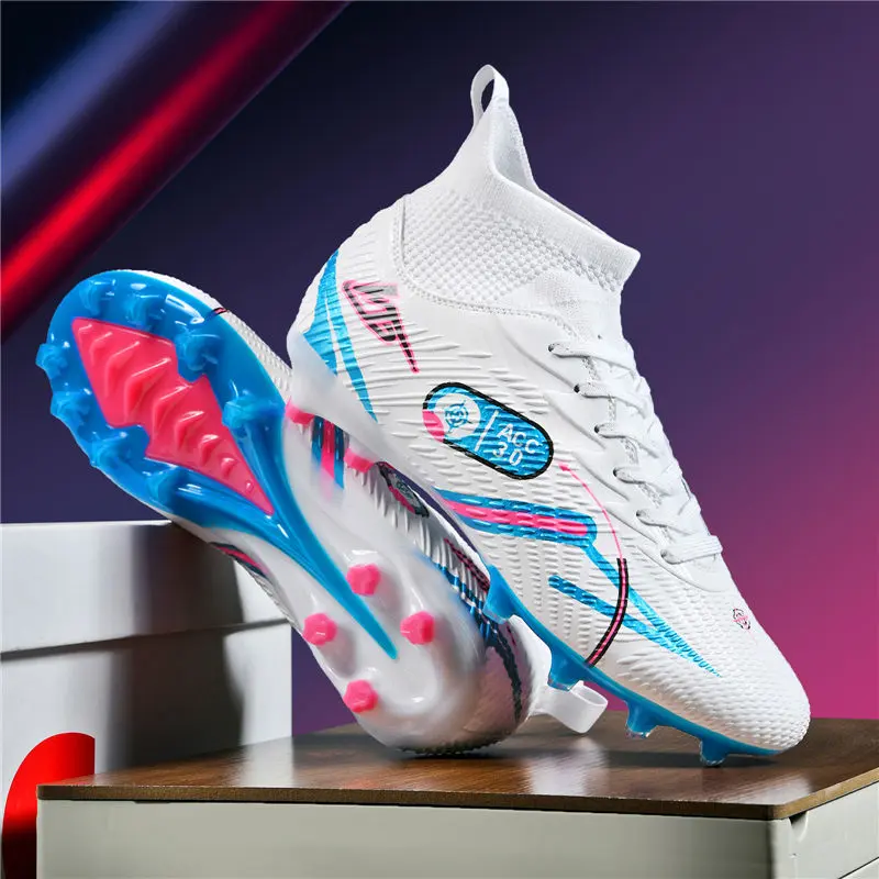 Winter High-Top Soccer Shoes for Men and Women, Students, AG, Adults, Children, TF, Non-Slip, Long Cleats, Warm, Training