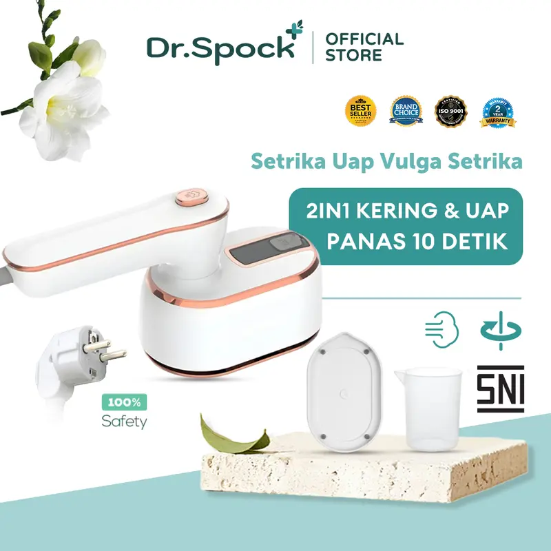 Dr.Spock Setrika Uap Vulga Setrika 2 in 1 Setrika Mini Setrika Portable Cepat Panas 100ml GT01 0