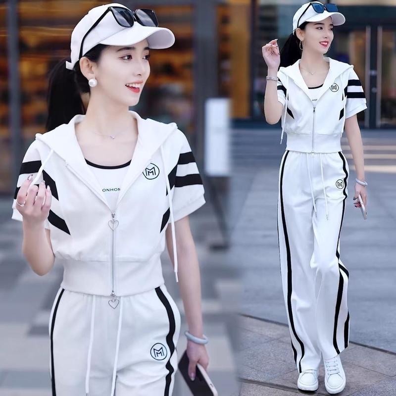 Bộ Đồ Thể Thao Nữ, Hàng Mới Về Mùa Hè 2025, Trang Trí Thời Trang Yếu Tố Thêu, Bộ Đồ Hai Mảnh Thời Trang Thường Ngày Phong Cách Và Hợp Xu hướng, Trẻ Trung Và Nhỏ Gọn, ngắn Tay, ngắn Tay 3