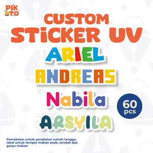 PIKATO Stiker Label Uv DTF Custom Nama Lucu Tahan Air Tahan Lama Tumblr Sendok Gelas