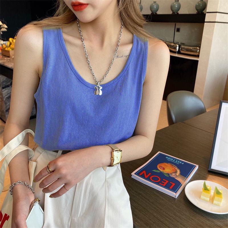 Áo ba lỗ nữ trơn cổ tròn thun cotton giấy nhiều màu size M L đơn giản bán chạy