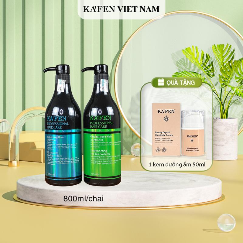 [TẶNG KEM DƯỠNG] Cặp dầu gội - dầu xả chính hãng Ka'fen tròn vitamin E, protein mềm mượt tóc phục hồi hư tổn 800ml tặng 1 kem dưỡng body Ka'fen 50ml Women Nữ
