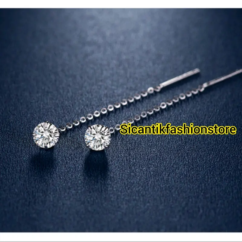COD Anting Titanium Wanita Mata Satu Juntai Silver Dan Gold Trending Asli Titanium Anti Karat Tidak Luntur Fashion Wanita Style Wanita Korean Perempuan Anggun Earrings 5