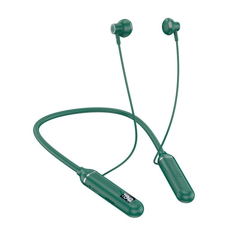 Tai Nghe Tương Thích Bluetooth Không Dây, Màn Hình Kỹ Thuật Số LED, Thiết Kế Cổ Yếm Âm Thanh Nổi Khử Tiếng Ồn, Thích Hợp Cho Thể Thao, Tai Nghe 7
