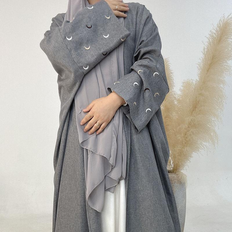 Product Introduction of Muslim 2025 Dubai Middle East Turkey Embroidery Elegant Cardigan Dress Robe Breathable Sunscreen 8